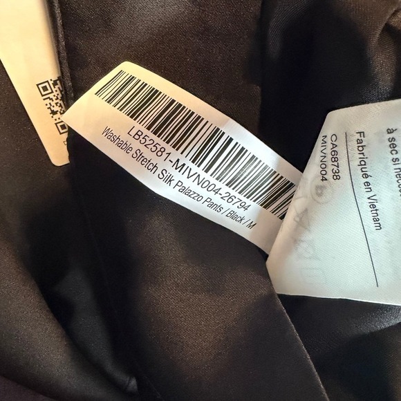 Quince Washable Stretch Silk Palazzo Pants Black Quiet Luxury Whimsygoth Medium - Picture 10 of 10